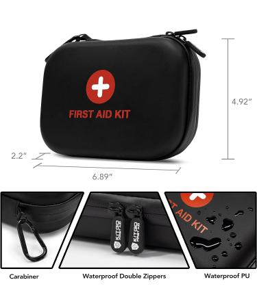 Kitgo Small First Aid Kit - Waterproof Mini Emergency Trauma Kit for Travelers, Climbers, and Parents - Compact First Aid Gift for Home, Camping, Hiking - EVA, Black - Buy Online on GoSupps.com