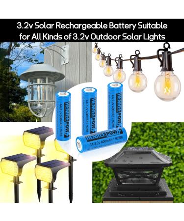 Buy Henreepow 3.2V AA 600mAh LiFePO4 Rechargeable Batteries - Low Self-Discharge for Solar Lights | 2-Pack AA 3.2V Battery - Buy Online on GoSupps.com