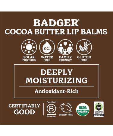 Badger Fair Trade Organic Lip Balm Set - Cocoa Vanilla Orange & Mint (4 Pack) - Buy Online on GoSupps.com
