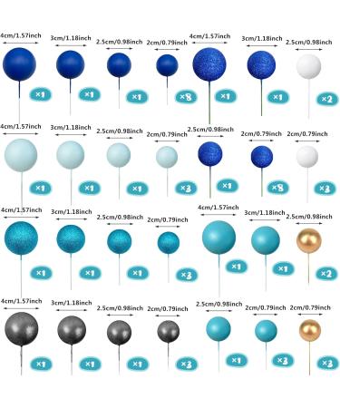 56 PCS Ball Cake Topper Decorations Pearl Balls Cupcake Cake Insert Topper for Birthday Party Wedding Decoration Supplies Blue Series Eight Colors - Buy Online on GoSupps.com
