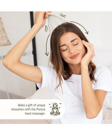 Premium PURAVA Head Massager with 20 Finger Scalp Scratcher for Relaxation - Wood Handled Massage Tool - Buy Online on GoSupps.com
