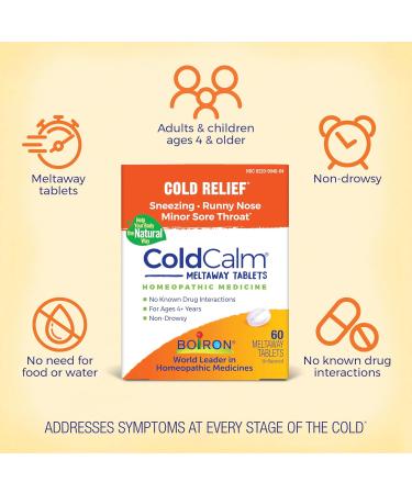 Boiron ColdCalm Tablets for Relief of Common Cold Symptoms Such as Sneezing & Oscillococcinum for Relief from Flu-Like Symptoms of Body Aches Headache Fever Chills and Fatigue - 12 Count - Buy Online on GoSupps.com