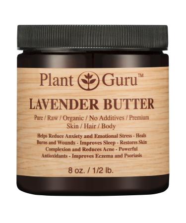 Lavender Body Butter 8 oz. 100% Pure Raw Fresh Natural Cold Pressed. Skin Body and Hair Moisturizer DIY Creams Balms Lotions Soaps.