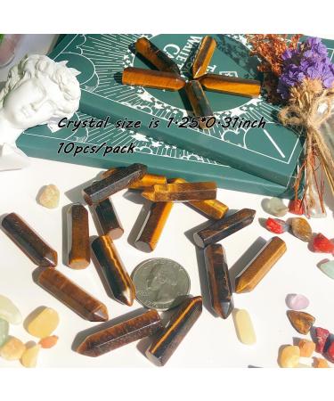 MAIBAOTA Tiger Eye Healing Crystals Gifts Wands Hexagonal Pointed Gemstones Set Bulk for Women Beginner Chakra Stones Nature Reiki Spiritual Energy Balancing Protection Crystal 10pcs - Buy Online on GoSupps.com
