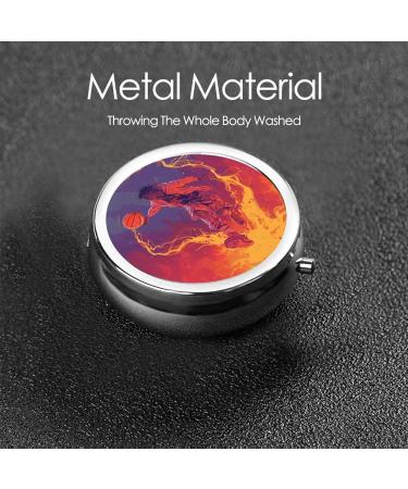 Black Basketball Player Portable Pill Box | 3-Compartment Mini Organizer for Travel | Metal with Plastic Insert - Buy Online on GoSupps.com
