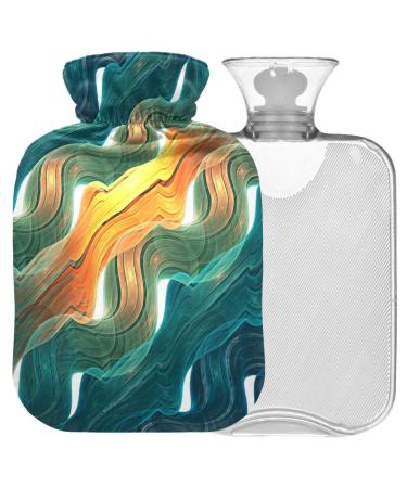 NAANLE hot water bottle with cover marble galaxy wave transparent hot water bottle heat bottle for back pain relief handfoot warmer neck hot and cold therapy 1l