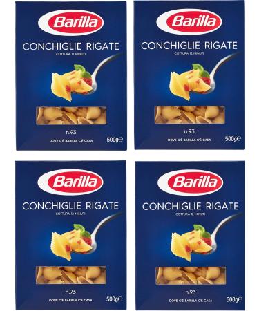 Ducomi Barilla Conchiglie Rigate 2kg pack of semolina noodles with premium ingredients for consistently delicious taste irresistible everyday quality 2kg pack 4 x 500g (Conchiglie)