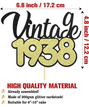 Sotpot Gold Glitter Vintage 1938 Cake Toppers 85th Birthday Cake Topper 85 Cake Decorations Supplies for Birthday Anniversary Vintage 1938 Cake Topper - 85th Birthday - Buy Online on GoSupps.com