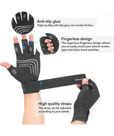 Duerer Arthritis Compression Gloves with Straps - Fingerless Support for RSI Carpal Tunnel & Hand Pain Relief (Grey M) - Buy Online on GoSupps.com