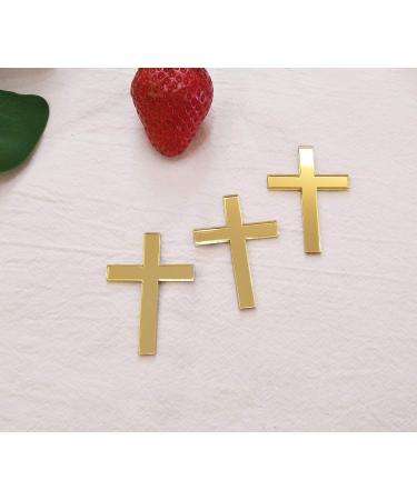 Cross Cake Decoration Acrylic Cross Cake Charm Topper Cake Decoration Acrylic Baptism Cross Cake Charm Religious Celebration (Gold Mirror 2") Gold Mirror 2"