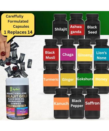 Organic Himalayan Shilajit Gold Gummies for Men and Women Black Seed Oil Ashwagandha Ginseng Turmeric Gokshura Lion's None Lab Tested %75 Fulvic Acid No Sugar Added Halal 90Gummy 90 Count (Pack of 1) - Buy Online on GoSupps.com