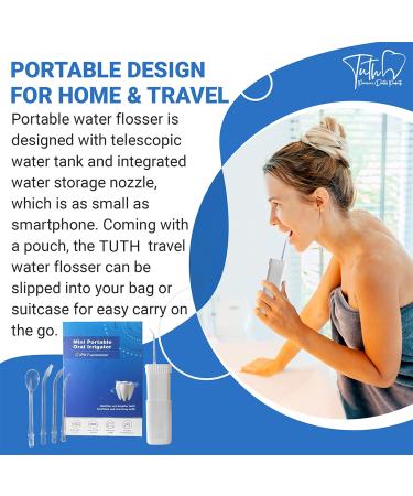 Shop Tuth Premium Dental Water Flosser - Portable Oral Irrigator with 4 Tips 3 Jet Settings IPX7 Waterproof - Ideal for Travel - Buy Online on GoSupps.com