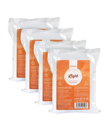 Xucker Light with erythritus sugar replacement - calorie -free crystal sugar replacement I vegan & tooth -friendly sugar i erythritus sugar without stevia i 0kcal sugar -free (4x1kg refill pack)