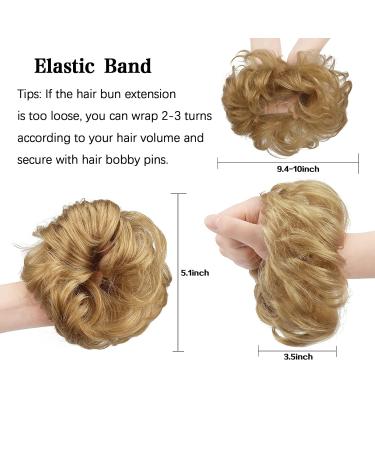 Feshfen 100% Real Hair Hair Tie - Wavy Curly Hair Extensions for Women & Girls | Honeyblond 18# Dark Ginger Blonde - Buy Online on GoSupps.com