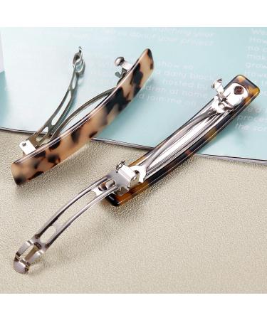 2PCS French Design Tortoise Shell Rectangle Hair Clips for Women - Tokyo Tortoise Ivory - Buy Online on GoSupps.com