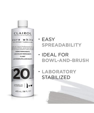 Clairol Professional Pure White 20 Volume Creme Developer 16 oz - Lightening & Gray Coverage - Buy Online on GoSupps.com