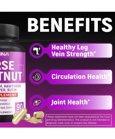 CIVIMUNA Horse Chestnut Capsules with Horse Chestnut Butcher's Broom Root Cayenne Pepper and More - 90 Capsules for 3 Months Supply - Buy Online on GoSupps.com