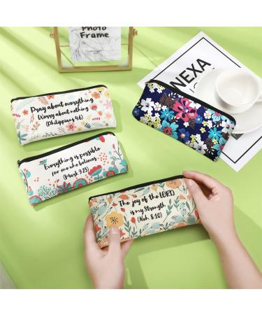 Inspirational Bible Verse Pencil Pouch Set | Christian Makeup Bags for Students & Office Supplies | Canvas Cosmetic Case with Scripture | 4 Pieces (7.8 x 3.8 Inch) - Buy Online on GoSupps.com