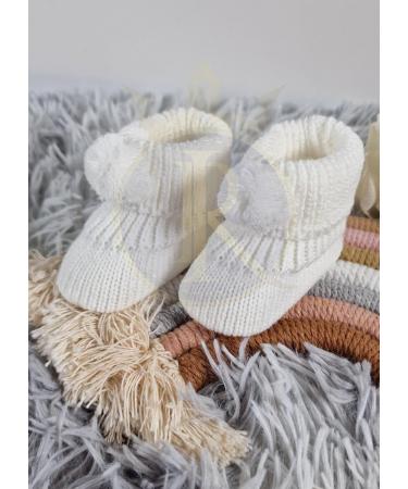 Royal Icon Newborn Baby Booties 0-3 Months - White Pom Pom Bootees RI408 - Buy Online on GoSupps.com