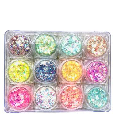 Glitter makeup for the body face and body - 12 colors of large glitter makeup - Glitter gel for lips and nails liquid eyeshadow