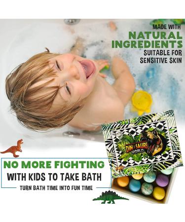 Bath Bombs for Kids - 12 Colorful Dinosaur Surprise Egg Fizzies | Safe Spa Gift for Boys & Girls - Buy Online on GoSupps.com
