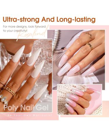 ROSALIND Poly Nail Gel Kit 14 Colors + 72 Nail Art Accessories | Clear & Nude Poly Nails Starter Set with Mini UV Lamp - Buy Online on GoSupps.com