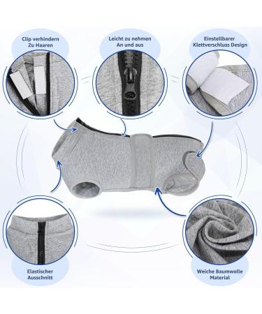 Slowton Soft & Breathable Dog Recovery Suit - Anti-Wound Licking Zipper Design for Male Dogs Post-Surgery - Gray - Buy Online on GoSupps.com