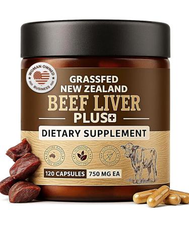 Grassfed Beef Liver Supplement - Supports Muscle Recovery & Energy - 3000mg Desiccated Organic Grassfed Capsules - 100% Pasture-Raised New Zealand Bovine Liver - Non-GMO & Gluten-Free - 120 Capsules