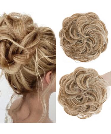 S-Noilite hair pieces for women hair scrunchies thick messy bun hair bun updo Chignons ponytail extenions - Dark Blonde mix Bleach Blonde 27P613