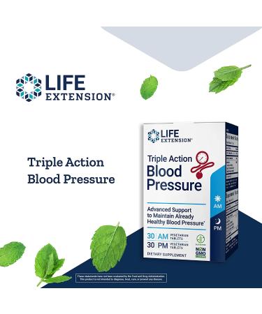 Life Extension Triple Action Blood Pressure 2 Pack - 30 Vegetarian Tablets Each - Buy Online on GoSupps.com