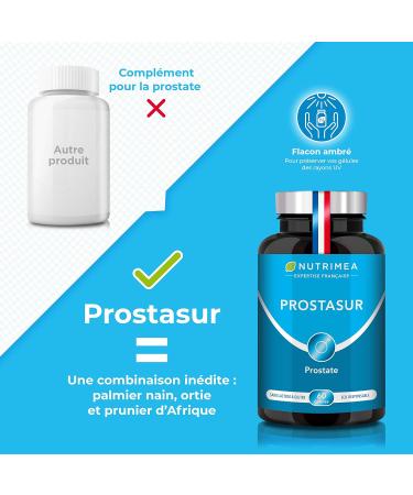 Prostate Protection & Urinary Comfort - Effective against BPH and Urinary Urination - Natural Active - Nettle Dwarf Palm and African Plum - PROSTASUR - 60 Vegan Capsules - Made in France - Buy Online on GoSupps.com