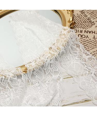 VGOODALL 3 Inch White Lace Ribbon - 10 Yards Elastic Floral Lace Trim for DIY Crafts and Wedding Decor - Buy Online on GoSupps.com