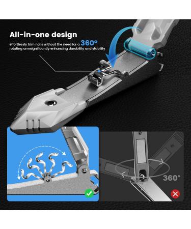 Professional Heavy Duty Nail Clippers for Men with Catcher - Stainless Steel Toenail Clippers for Seniors and Adults - No Splash Self-Collecting Nail Cutter - Buy Online on GoSupps.com