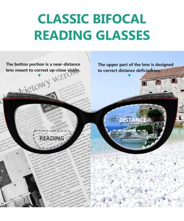 Eyekepper 4-Pack Bifocal Reading Glasses Cat Eye Design for Women | +2.00 Strength | Stylish Clear Lens Mix | International Shipping Available - Buy Online on GoSupps.com