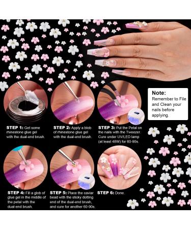 3D Flowers Nail Art Charms Set 1 with Colorful Caviar Beads & Rhinestones - DIY Manicure Kit for Women/Girls - Buy Online on GoSupps.com