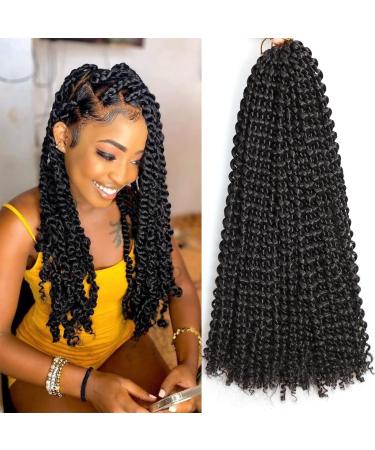 Passion Twist Hair 6 Packs Water Wave Crochet Hair Passion Twist Braiding Hair For Black Women(18 Inch (Pack of 6) 1B) 18 Inch (Pack of 6) 1B