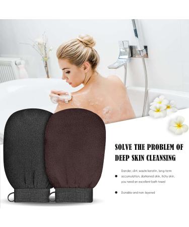 Premium Exfoliating Peeling Gloves - 2 Pack Hamam & Body Scrub Gloves in Black & Dark Brown - Buy Online on GoSupps.com