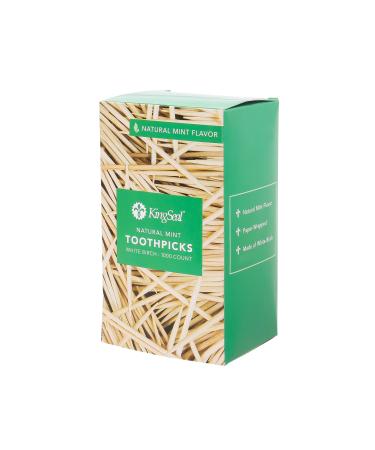 KingSeal Individually Paper Wrapped MINT Flavored Birch Toothpicks, Eco-Friendly and Compostable, 2.5", Bulk Pack - 4 Boxes of 1000 Per Box (4,000 Count) 40