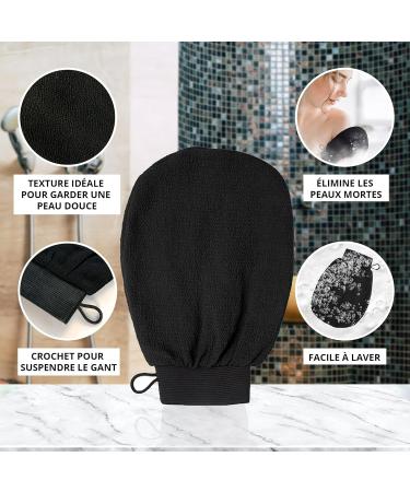 Gant Exfoliant Kessa - Gant De Crin - Gants Gommage Corps Et Visage - Nettoie Et Purifie En Profondeur Les Cellules Mortes avec ou sans Savon Noir (Noir/Rouge/Rose-clair standard) - Buy Online on GoSupps.com