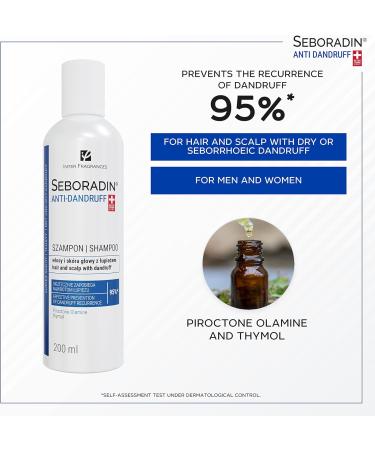 Seboradin Anti-Dandruff Shampoo with Piroctone Olamin and Thymol Effective Prevention and Recurrence of Oily and Dry Dandruff 200 ml - Buy Online on GoSupps.com