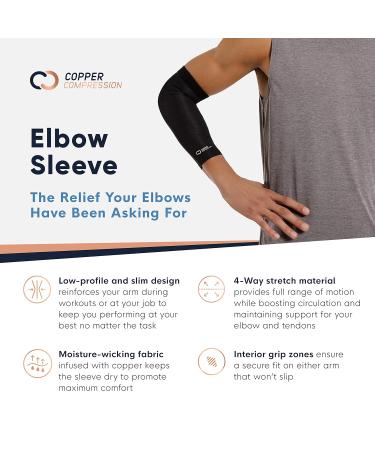 Buy Copper Compression Elbow Sleeve - Copper Infused Brace for Tennis & Golfer Elbow Arthritis Relief - Fits Men & Women - Original Black Size M - Buy Online on GoSupps.com