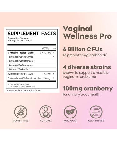Vaginal Probiotics for Women - pH Balance Urinary Tract & Yeast Support - 60 Capsules with 6B CFUs - Buy Online on GoSupps.com
