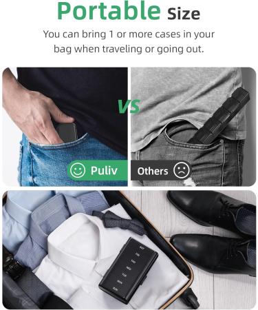 PULIV 7-Day Pill Organizer - Large Capacity Arthritis Friendly Easy Open Weekly Medicine Case for Vitamins & Supplements (Black - Buy Online on GoSupps.com