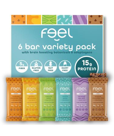 Feel Vegan Protein Bars, Variety Pack, Adaptogenic Snack, Keto, Gluten Free, Organic, 15g Protein, Low Carb, Dairy Free, 6 Flavors, Non GMO, Soy Free, Grain Free 6 Pack Variety Pack 1 Count (Pack of 6)