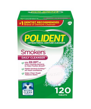Polident Smokers Antibacterial Denture Cleanser Effervescent Tablets - 120Ct 120 Count