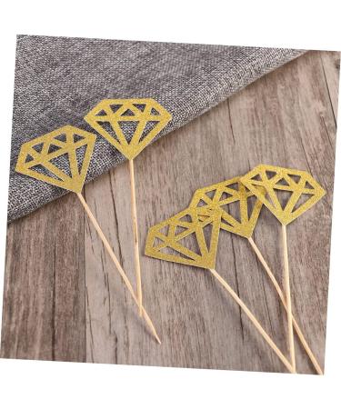 Vaguelly Wedding Decoration 50pcs Food Picks Birthday Wedding Diamond Wedding Cake Picks d Cupcake Picks Diamond Cupcake Topper Gem Cupcake Topper Fruitcakes Insert Card Flash Baby Golden medium - Buy Online on GoSupps.com