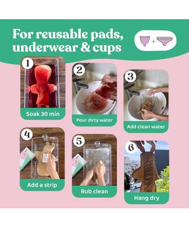 Organic Menstrual Stain Fighting Detergent Strips | Unscented Menstrual Cup & Cloth Diaper Wash | Eco-Friendly Enzyme Blood Stain Remover - Buy Online on GoSupps.com