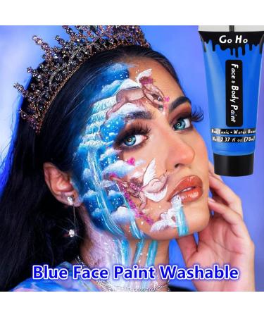 Go Ho Blue Cream Face Body Paint - Water-Based Makeup Kit for Kids Parties, Cosplay, Halloween - 2.37oz - Buy Online on GoSupps.com