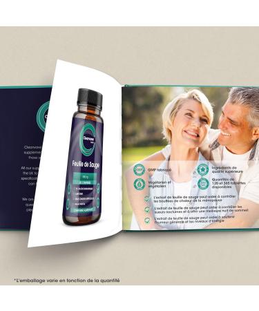 Sage Tablets - 365 Pack - 1 Year Supply - 1800mg High Potency Sage Leaf Tablets - Menopause Support - Vegan - Clearwave Health - Buy Online on GoSupps.com