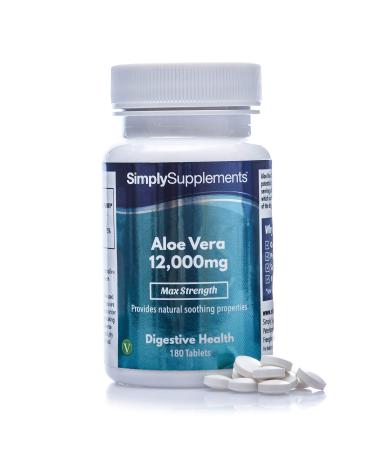 Aloe Vera Tablets 12 000mg | Digestive Support Supplement | Vegan & Vegetarian Friendly | 180 Aloe Vera Extract Tablets 3 Month Supply | Manufactured in The UK
